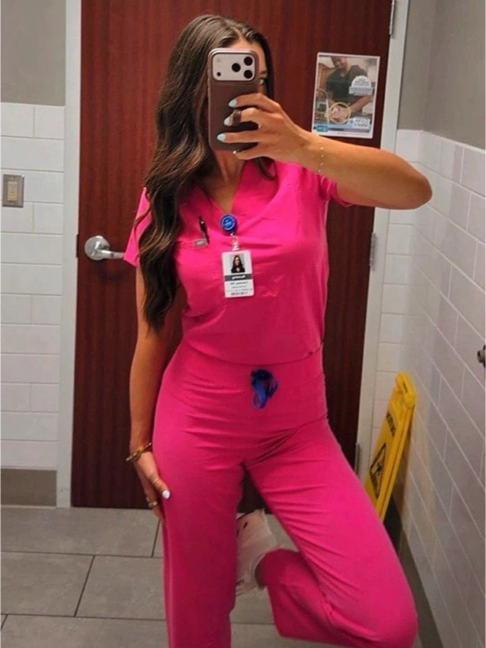 FIGS Rapid Response Pink Livingston Pants +
Catarina Top Set — SMALL TALL